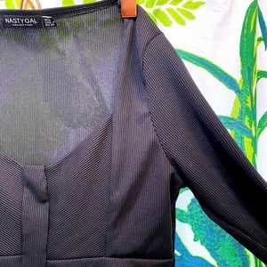 Long-sleeve ribbed knit bodysuit